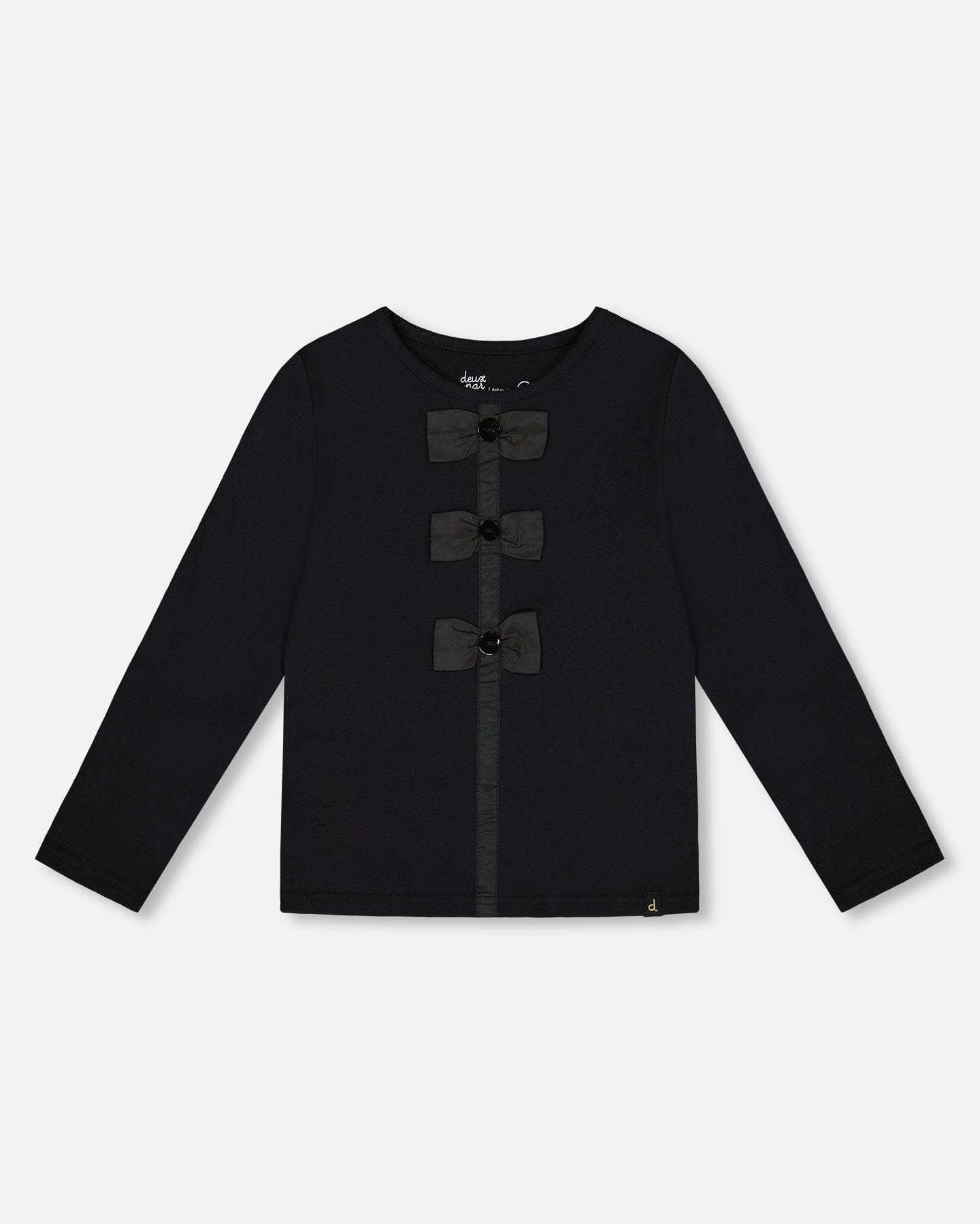 Long Sleeve Organic Cotton Jersey Bow Tee Black