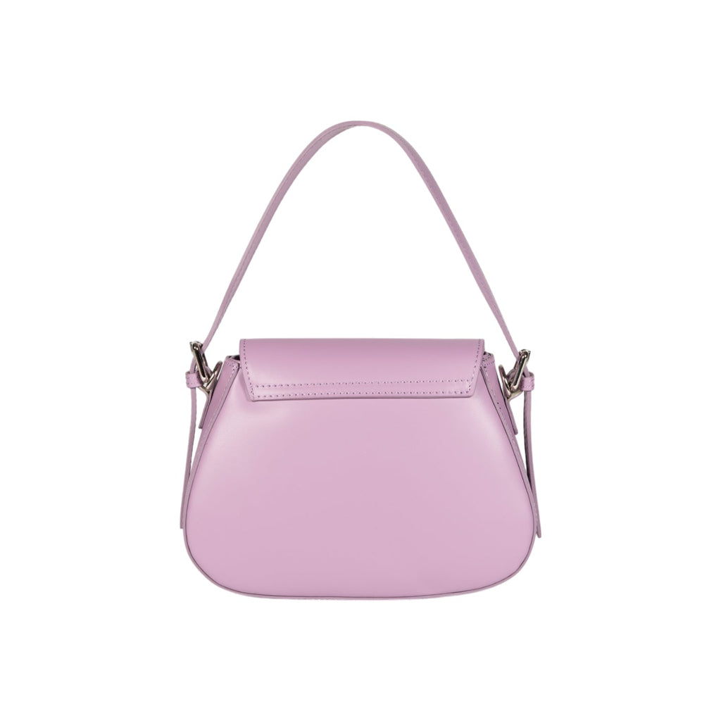 RB1030CI | Borsa Donna a Spalla EMMA con pattina in Vera Pelle Made in Italy. Accessori in metallo Argento Lucido - Colore Lilla - Dimensioni: cm 24 x 18 x 9 + 14,5 (Luce manico)